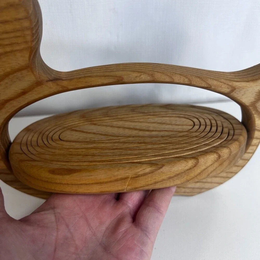 Duck Handcrafted Collapsible Wooden Basket Bread Fruit Bowl Decor Farmhouse